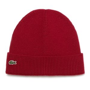 Lacoste Men's Turned Edge Ribbed Wool Beanie